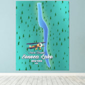 セネカ湖、NYC湖の地図 キャンバスプリント (インサイチュ (ウッドフロア))