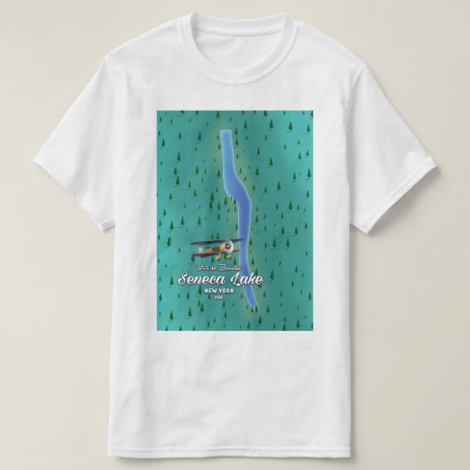 セネカ湖、NYC湖の地図 Tシャツ (デザイン正面)