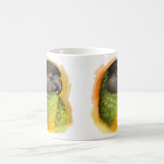 セネガルのオウムの現実的な絵画 コーヒーマグカップ (中央)