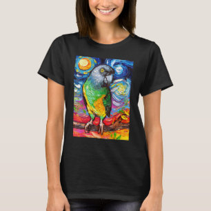 セネガルのオウム星空の夜鳥の熱帯アートによる Tシャツ