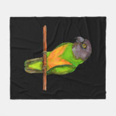 セネガルのオウム水色 フリースブランケット (正面(横))