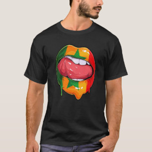 セネガルのファン国旗の口サッカーセネガル Tシャツ