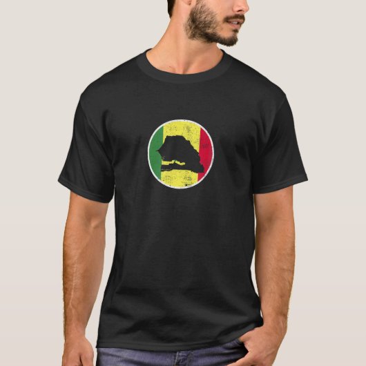 セネガルの地図誇りを持ったセネガル国旗 Tシャツ (正面)