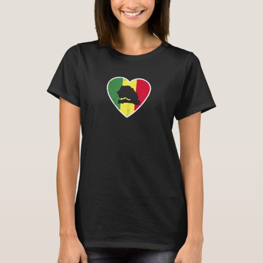 セネガルの地図誇りを持ったセネガル国旗 Tシャツ (正面)