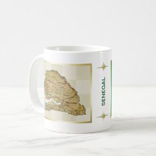 セネガルの旗 + 地図のマグ コーヒーマグカップ