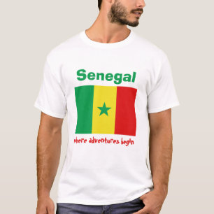 セネガルの旗 + 地図 + 文字のTシャツ Tシャツ