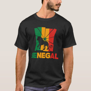 セネガルセネガル国旗ライオン動物Silhou Tシャツ
