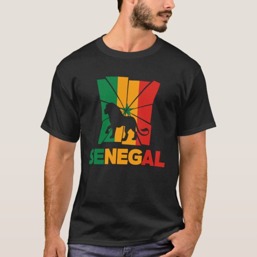 セネガルセネガル国旗ライオン動物Silhou Tシャツ (正面)