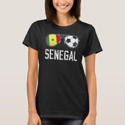 セネガル国旗とサッカーサングラスセネガル扇風機 Tシャツ (正面)