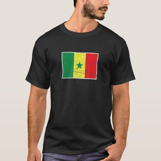 セネガル国旗とヴィンテージセネガル国旗 Tシャツ (正面)