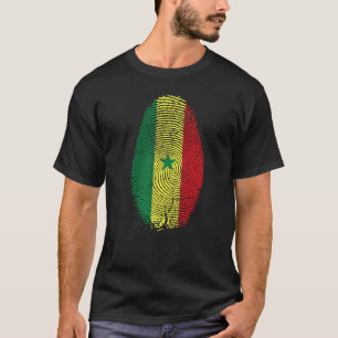 セネガル国旗の指紋私のDnaにセネ用 Tシャツ