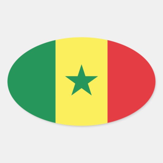セネガル国旗の楕円シール 楕円形シール (正面)
