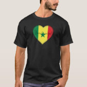 セネガル国旗の色ハートTシャツ Tシャツ (正面)