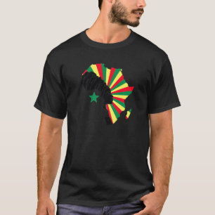 セネガル国旗アフリカの地図伝統黒 Tシャツ