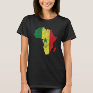 セネガル国旗アフリカ大陸シルエットギフト Tシャツ