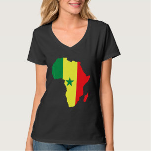 セネガル国旗アフリカ大陸シルエット用セネグ Tシャツ