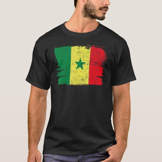 セネガル国旗プライド友情誇りを持った平和ヴィンテージ Tシャツ (正面)