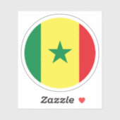 セネガル国旗丸型ステッカー シール (シート)