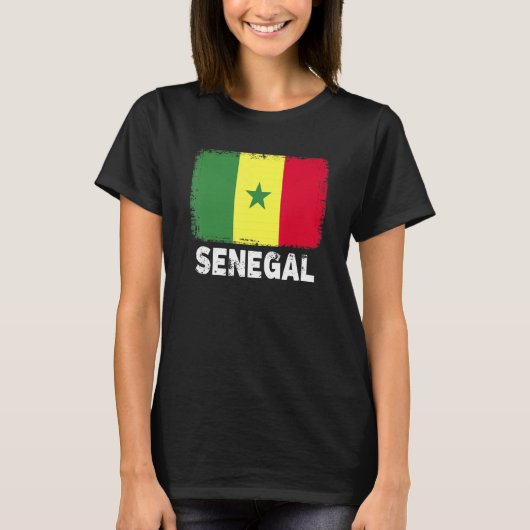 セネガル国旗 セネガル人を応援しよう 女性 男性 Tシャツ (正面)