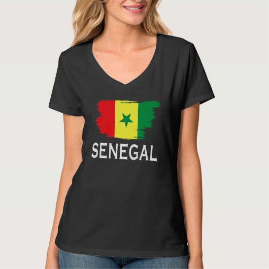 セネガル国旗 セネガル国 セネガル人 男性 女性 子供用 Tシャツ (正面)