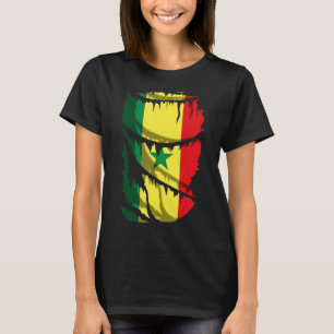 セネガル国旗 – 布の切れ裂き効果 Tシャツ