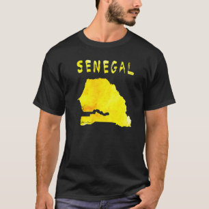 セネガル地図カラフル水彩図 Tシャツ