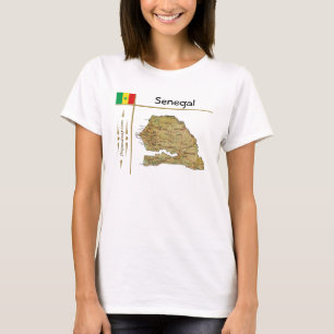 セネガル地図+旗+タイトルTシャツ Tシャツ