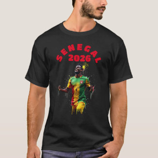セネガル旗を掲げた2026サッカーゴールセレブレーション Tシャツ