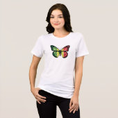 セネガル蝶(昆虫)オオカバマダラ、モナーク国旗 トライブレンドTシャツ (正面全面)