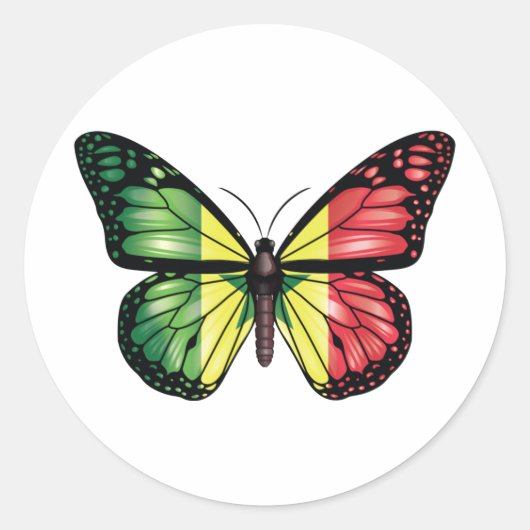 セネガル蝶（昆虫）オオカバマダラ、モナーク国旗 ラウンドシール (正面)