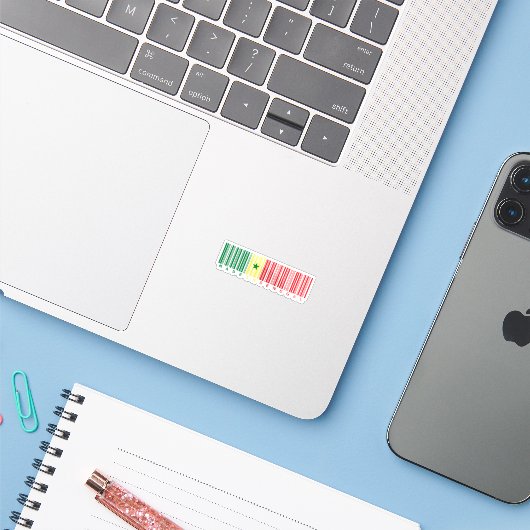 セネガル製バーコードフラグステッカー シール (ノートパソコンとiPhone)