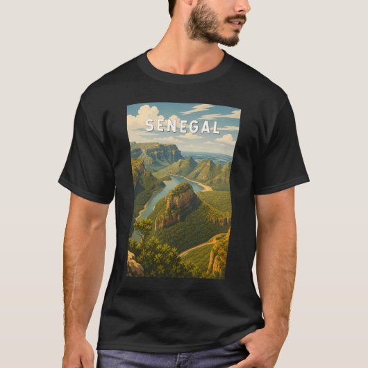 セネガル イラスト 旅行 アート ヴィンテージ Tシャツ (正面)
