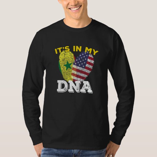 セネガル セネガル人 アメリカ アメリカ人 フラッグ 手 混合 Tシャツ (正面)