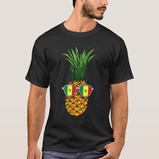 セネガル パイナップル セネガル国旗 サングラス 夏 Tシャツ (正面)