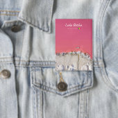 セネガル レルバ湖 - ピンクの湖のボート 缶バッジ (インサイチュ)