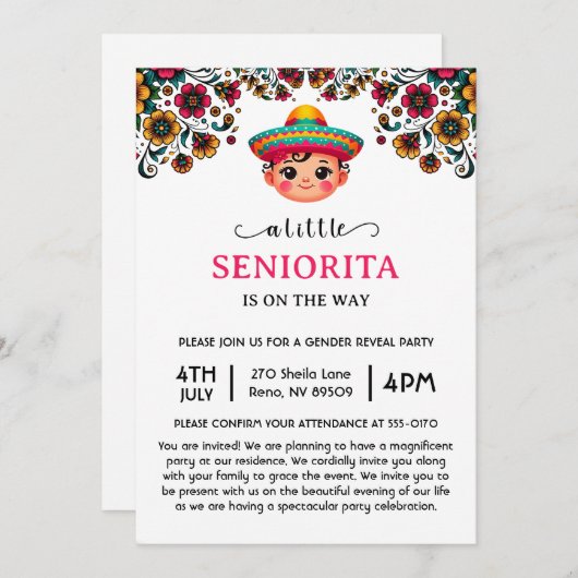 セノリタは赤ちゃんシャワーを浴びる途中だ 招待状 (正面/裏面)