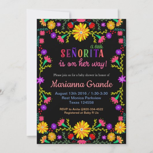 セノリタフィエスタフローラベビーシャワー招待状 招待状 (正面)