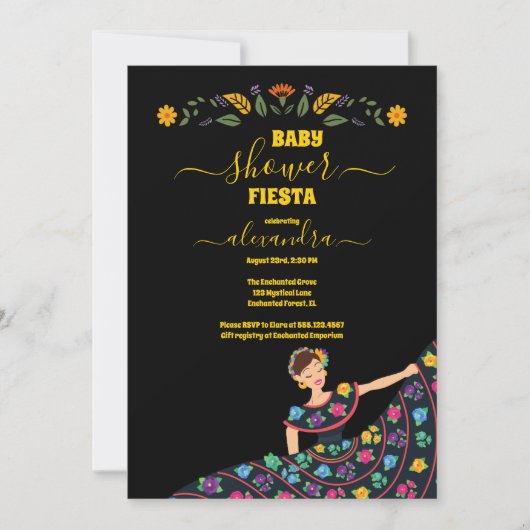 セノリタフィエスタベビーシャワーメキシコフローラ 招待状 (正面)