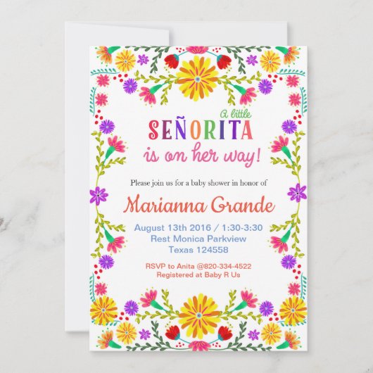 セノリタフィエスタベビーシャワー招待状 招待状 (正面)