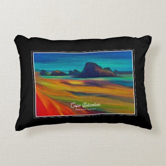 セバカラフルスティアン岬オレゴン海岸アート アクセントクッション (正面)