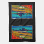 セバカラフルスティアン岬オレゴン海岸アート キッチンタオル (縦)