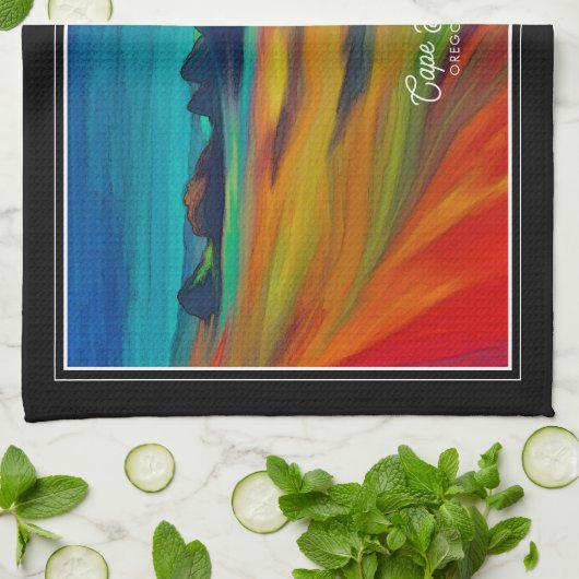 セバカラフルスティアン岬オレゴン海岸アート キッチンタオル (折り畳み)