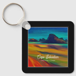 セバカラフルスティアン岬オレゴン海岸アート キーホルダー