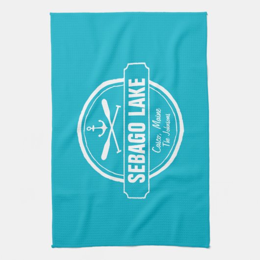 セバゴレイクメインパーソナライズされたタウンと名前 キッチンタオル (縦)