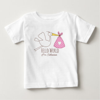 セバスチャンくんのハローワールド 出産お知らせ ベビーTシャツ