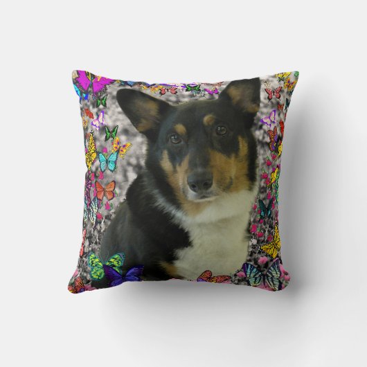 セバスチャン蝶のウェルシュコーギー クッション (裏面)
