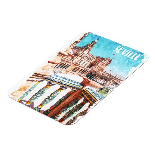 セビラスペイン建築ウォーターカラー マグネット (左側)