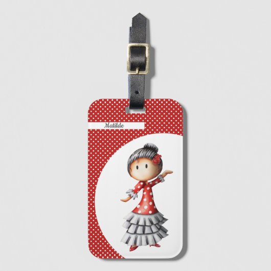 セビラパーソナライズされたナフラメンコダンサースペインの ラゲッジタグ (正面縦)