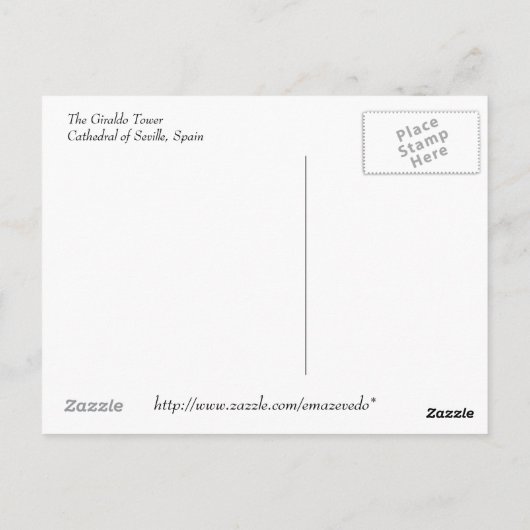 セビリアのラ・ジラルダ、旅行はがき ポストカード (裏面)