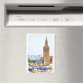 セビリアスタイリッシュスペイン大聖堂ウォーターカラー マグネット (インサイチュ (食洗機))